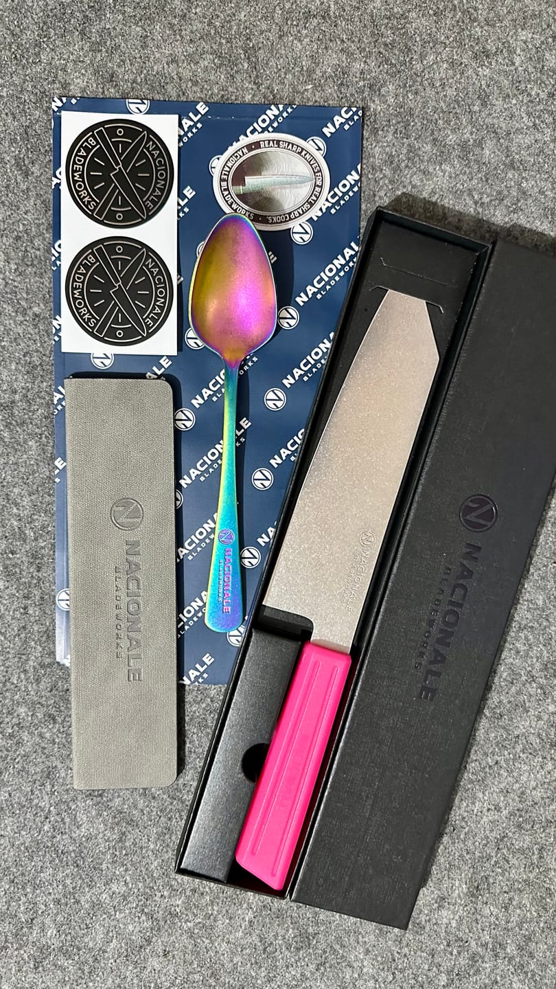 Customer photo review of 180mm Bunka. AUS8 Stainless. Recycled Plastic Skateboard Material Handle