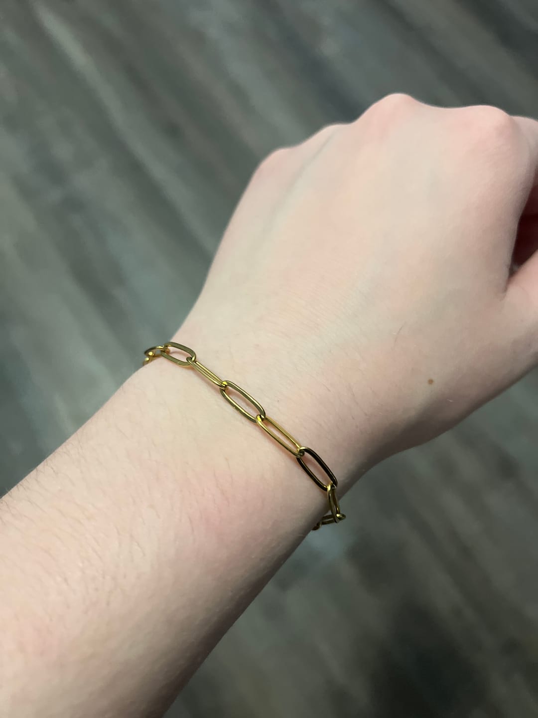 Customer photo review of Paperclip Gold Bracelet
