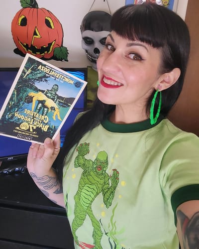 Customer photo review of *PRE-ORDER - Universal Monsters: Creature from the Black Lagoon Souvenir Knit Top in Monster Green (unisex)