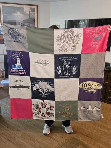 T-shirt quilt with running, marathons themes by Debra from WA