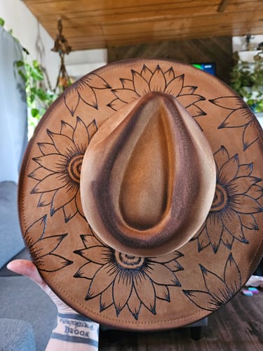 Customer photo review of Atlanta Suede Wide Brim Fedora - Dark Tan