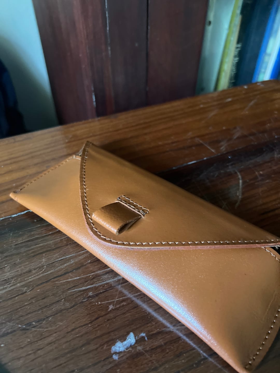 Customer photo review of Tan Leather Sunglasses Case