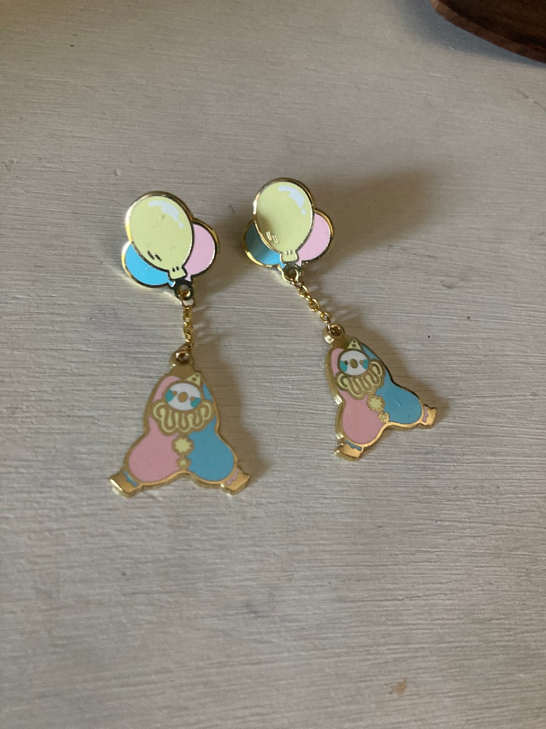 Customer photo review of Dangling Clown Earrings