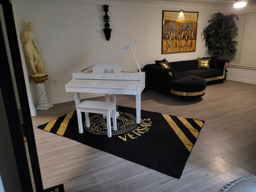 Customer photo review of Gold logo Versace living room carpet and rug