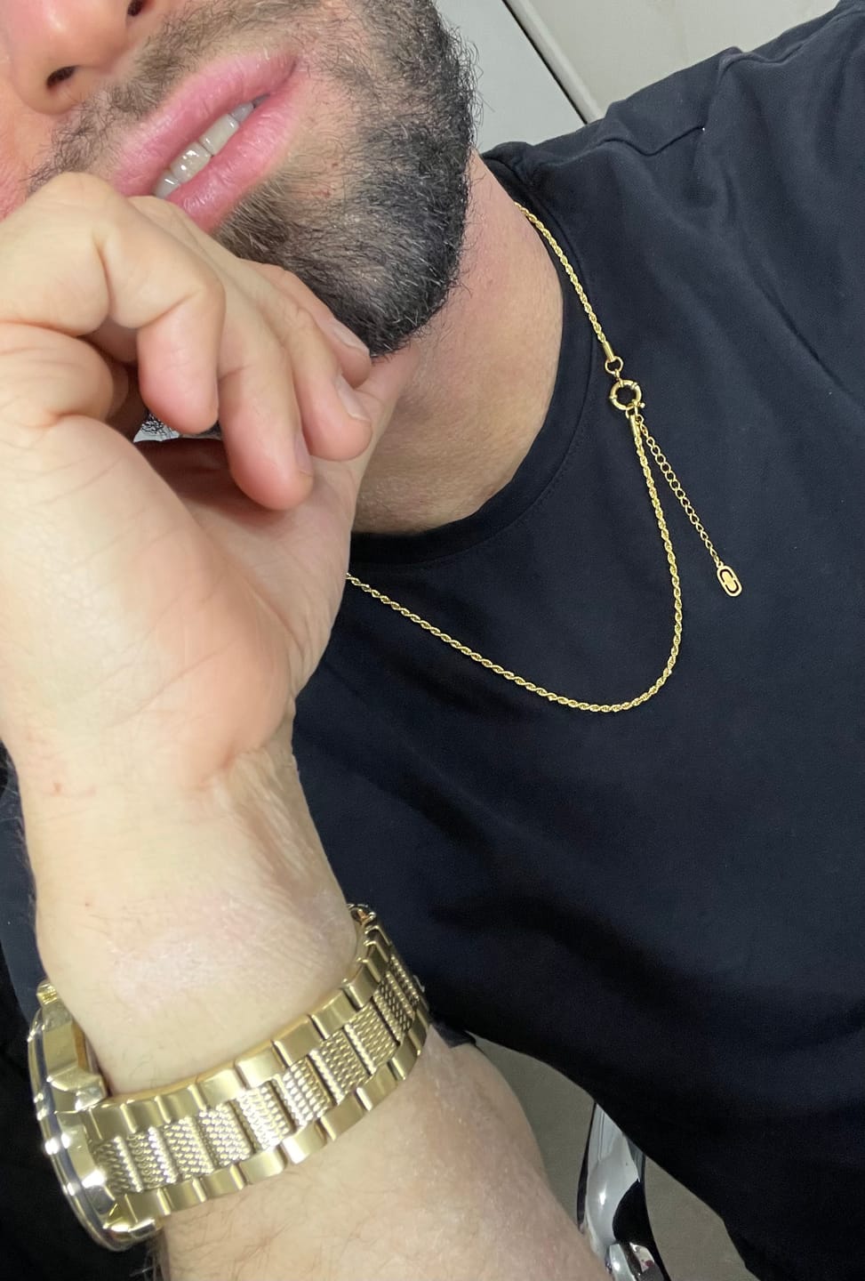 Customer photo review of Cadena Twisted Tourbillon 2mm SS316L Elect. Oro 18k