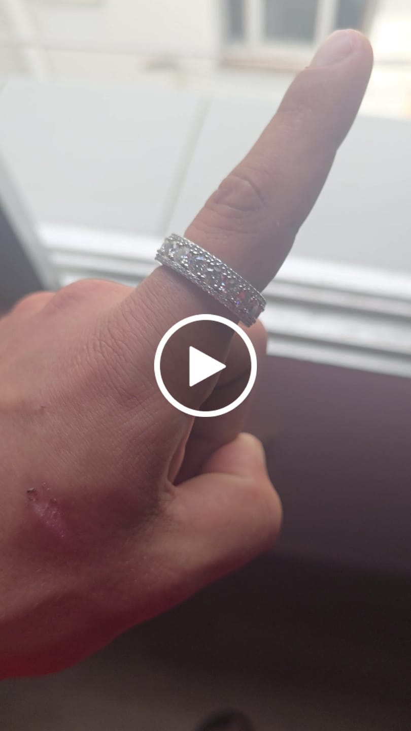 Customer video review of MOISSANITE ICED BAND RING. - WHITE GOLD