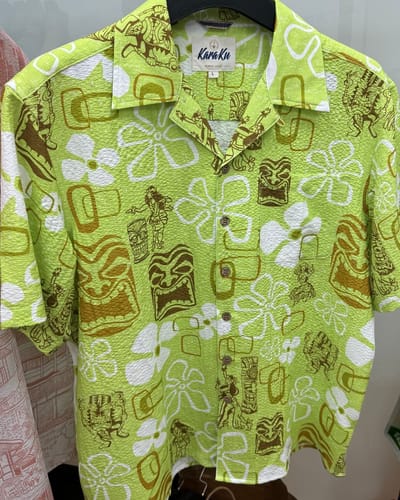 Customer photo review of Hula Girl & Tiki Seersucker Camp Shirt