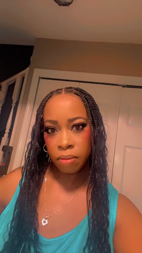 Customer photo review of 24" HD Full Lace Lightweight Human Hair Curls Boho Box Braided Wig