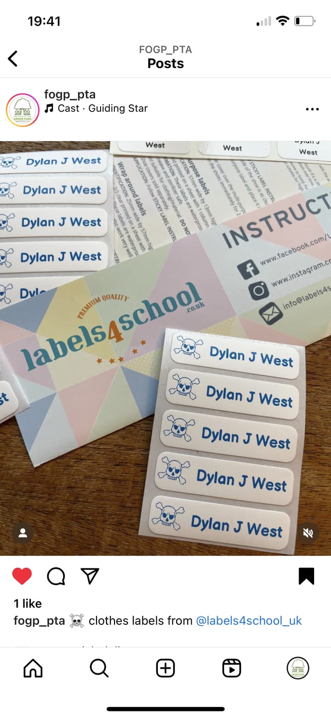 Customer photo review of Iron on clothing Labels - Royal Blue
