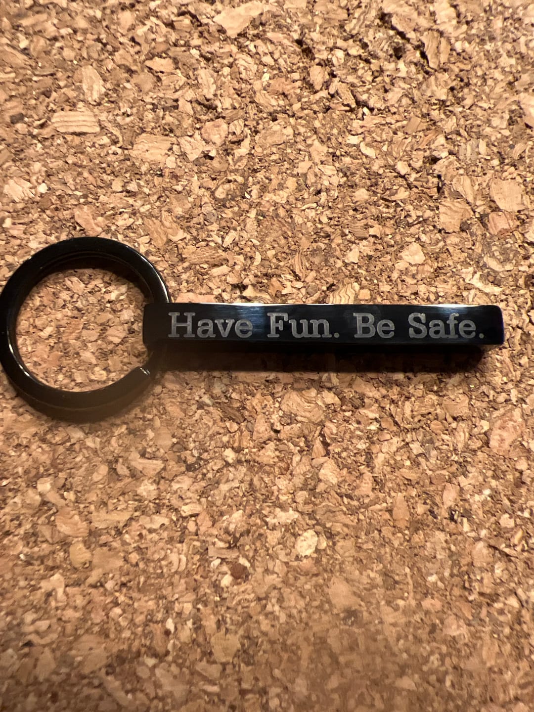 Customer photo review of Personalized 3D Bar Keychain, 4 Sided Metal Key Fob [Large 3D]