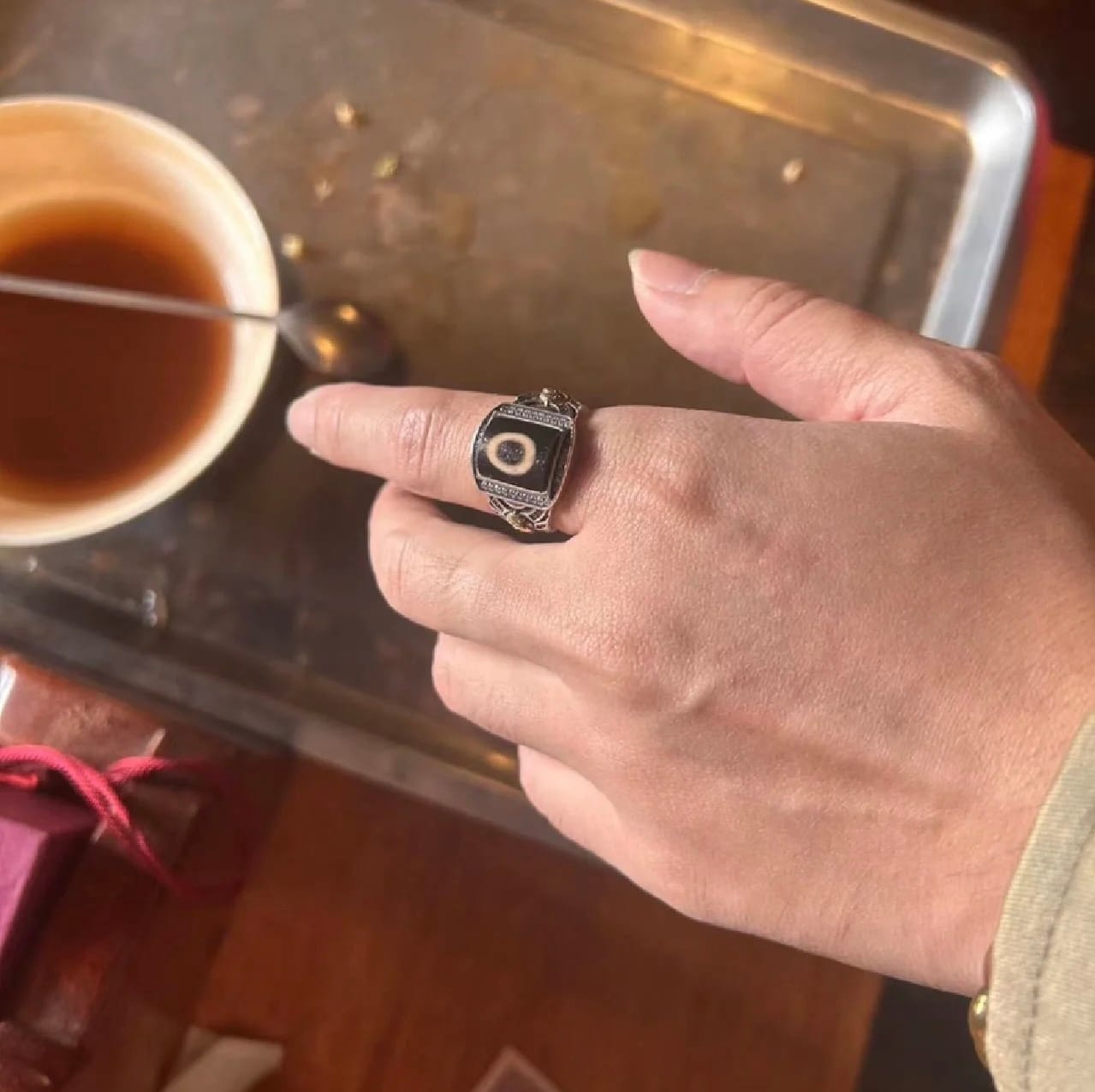 Customer photo review of Protective Energy Dzi Beads Rings
