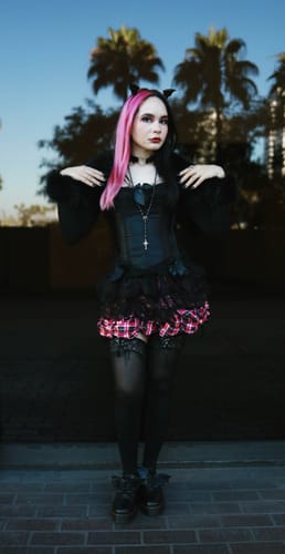 Customer photo review of Elissa Princess Black Pink Corset Top