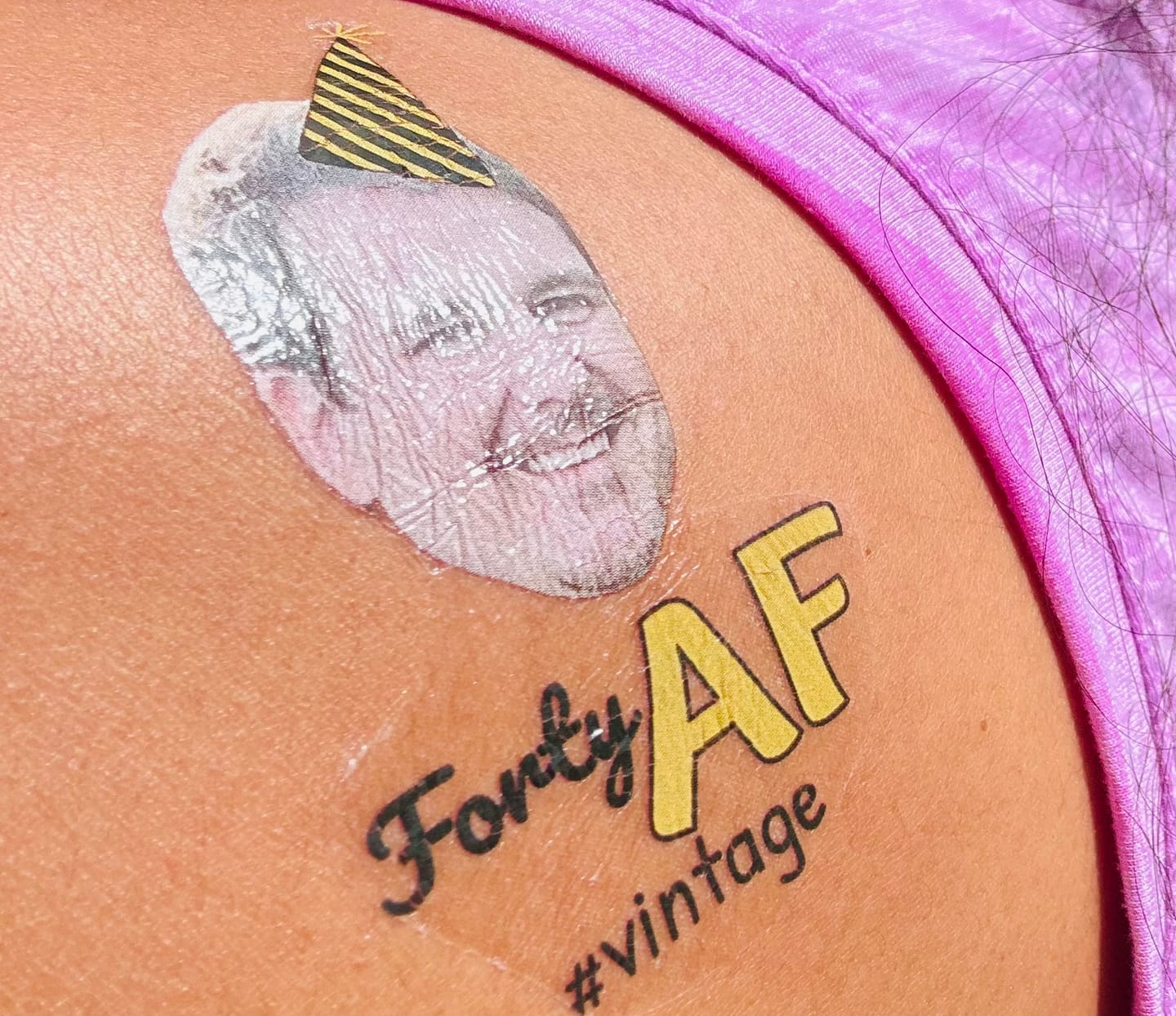 Customer photo review of Birthday AF - Temporary Tattoo