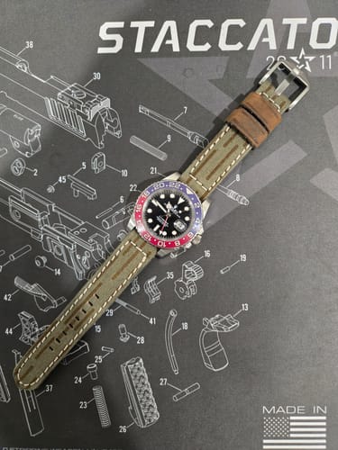 Customer photo review of Horween Leather and Canvas Strap