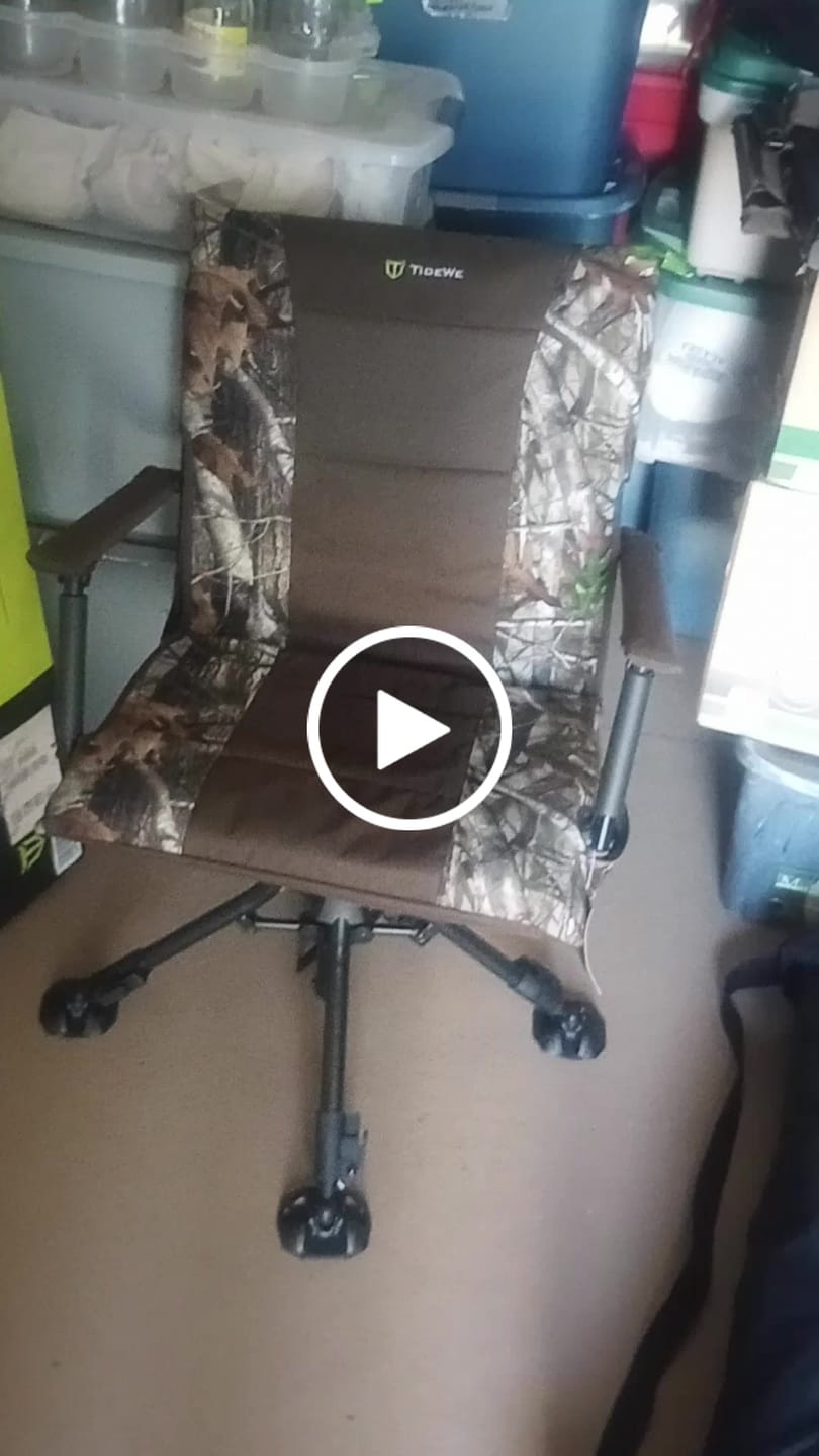 Customer video review of TideWe Heated Hunting Chair Adjustable Height 360°  Swivel Blind Chair With Armrests