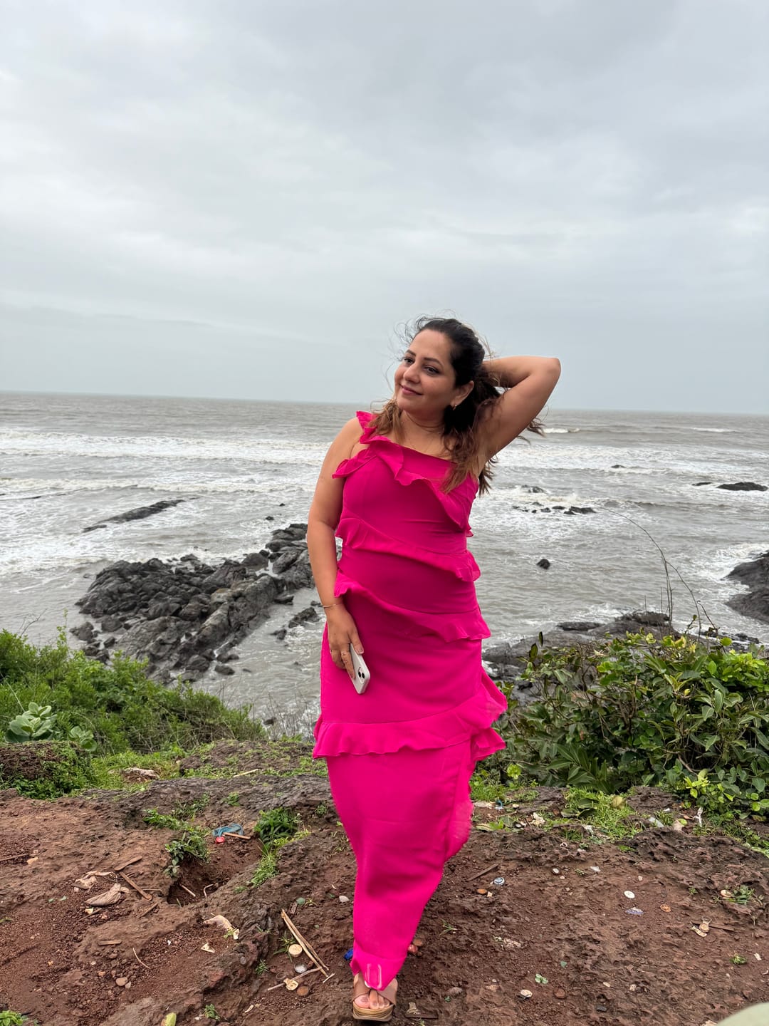 Customer photo review of Atlee Ruffled Maxi Dress in Pink
