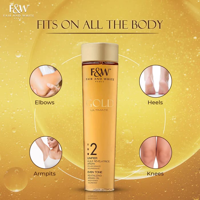 Customer photo review of Fair & White Gold Revitalizing Argan Oil - Nourishes Skin - 200ml / 6.76 fl oz