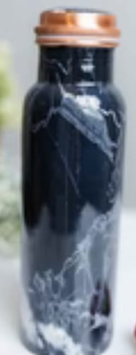 Customer photo review of Black Meena Print Copper Water Bottle