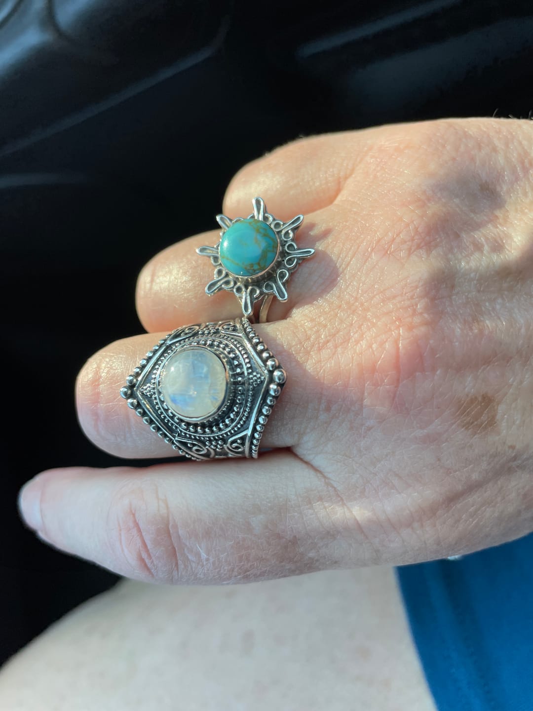 Customer photo review of Sterling Silver Boho Ring with Moonstone