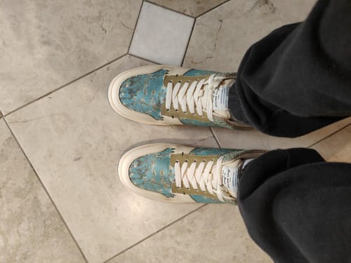 Customer photo review of Van Gogh Almond Blossoms inspired sneakers