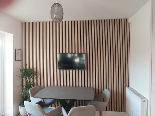 Customer photo review of SlatWall Acoustic Washed Oak