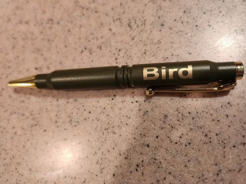 Customer photo review of .308 Real Bullet Casing Refillable Twist Pen - Tactical Gift Box - Olive Drab Green