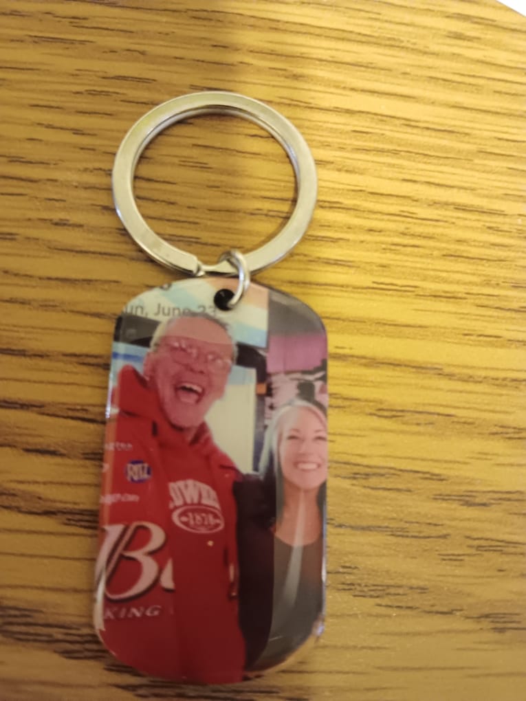 Customer photo review of I Promise To Be - Personalized Engraved Stainless Steel Keychain