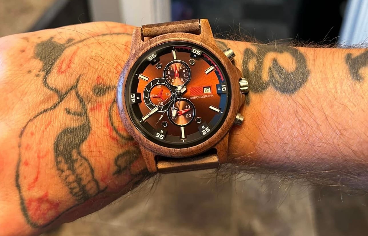 Customer photo review of Wooden Watch Walnut | Multa
