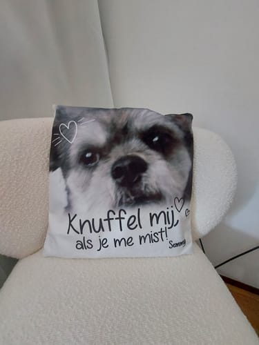 Customer photo review of Knuffel mij als je me mist - Gepersonaliseerde kussen