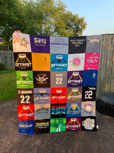 T-shirt quilt featuring holy trinity volleyball by Sarah from IN