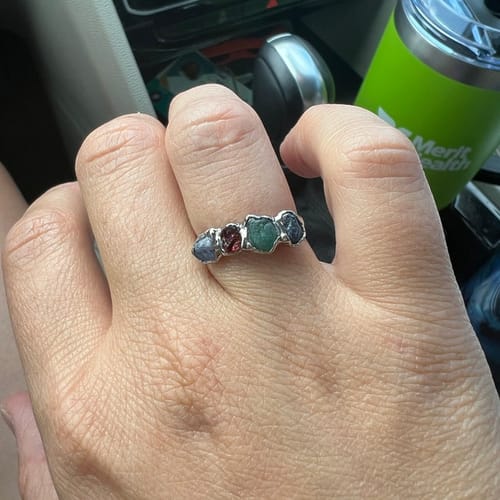Customer photo review of Multi Raw Stone Ring - Personalized Natural Rough Birthstone Ring