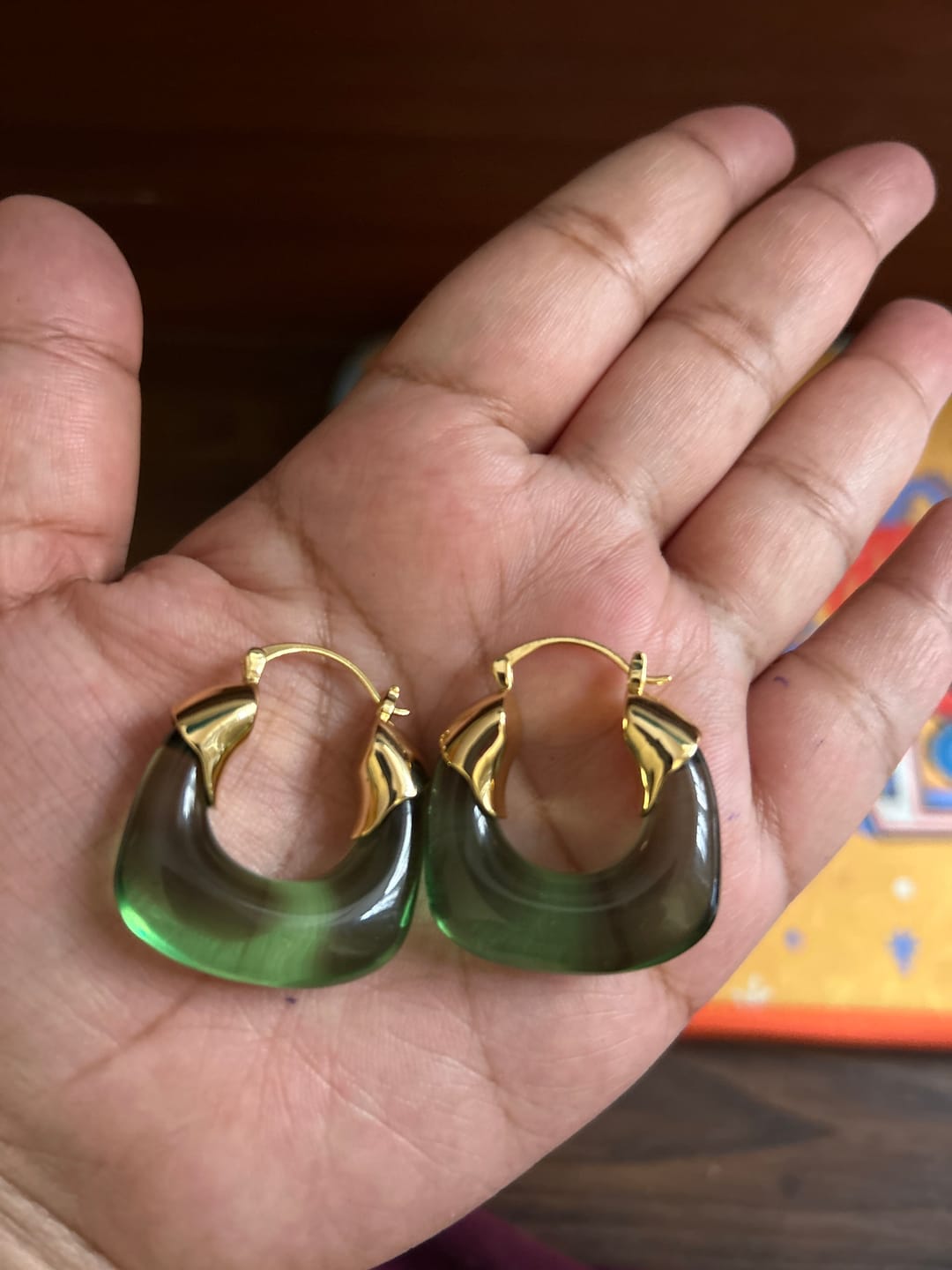 Customer photo review of Jade Hoop Earrings
