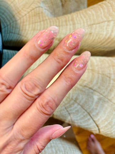 Customer photo review of D480 Vanity Pink Glitter Dip Powder