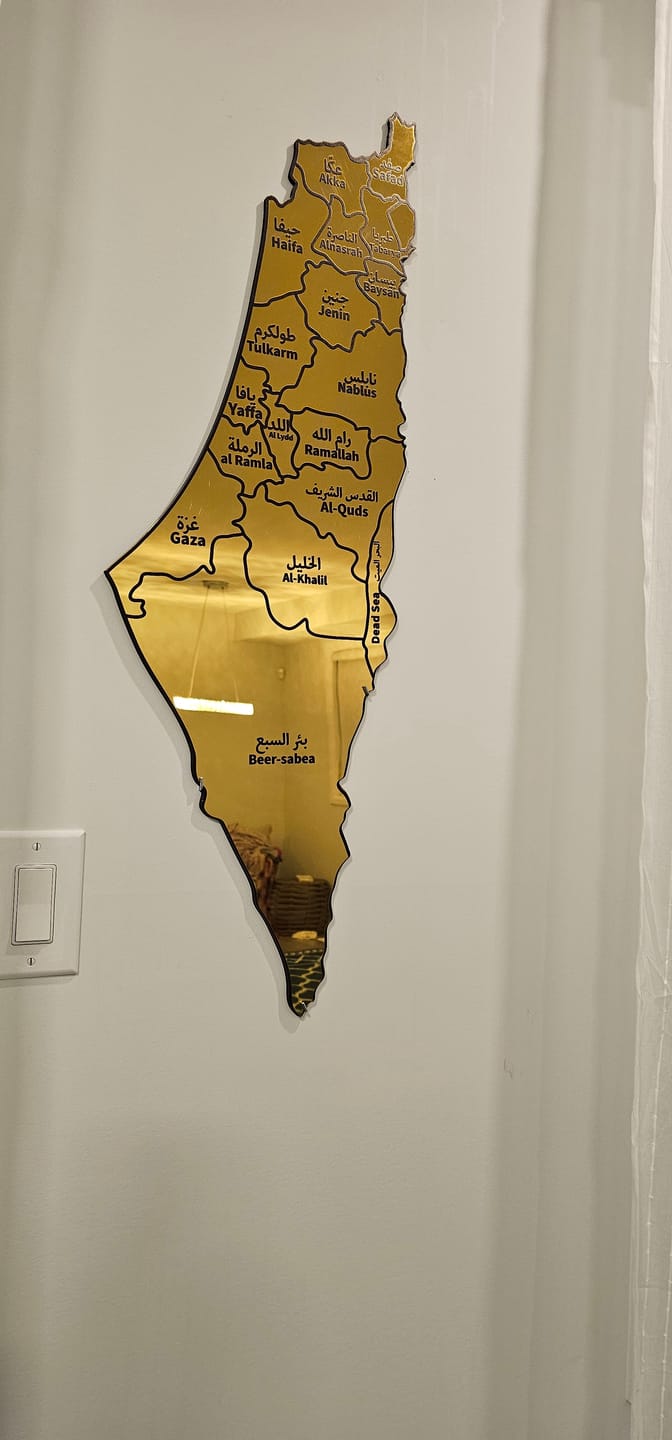 Customer photo review of UV Print Palestine Map Wall Decor - Wood/Plexy Shiny Wall Art
