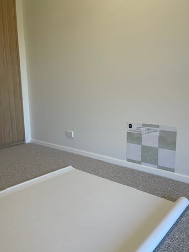 Customer photo review of Large Watercolour Check Sage Green Wallpaper