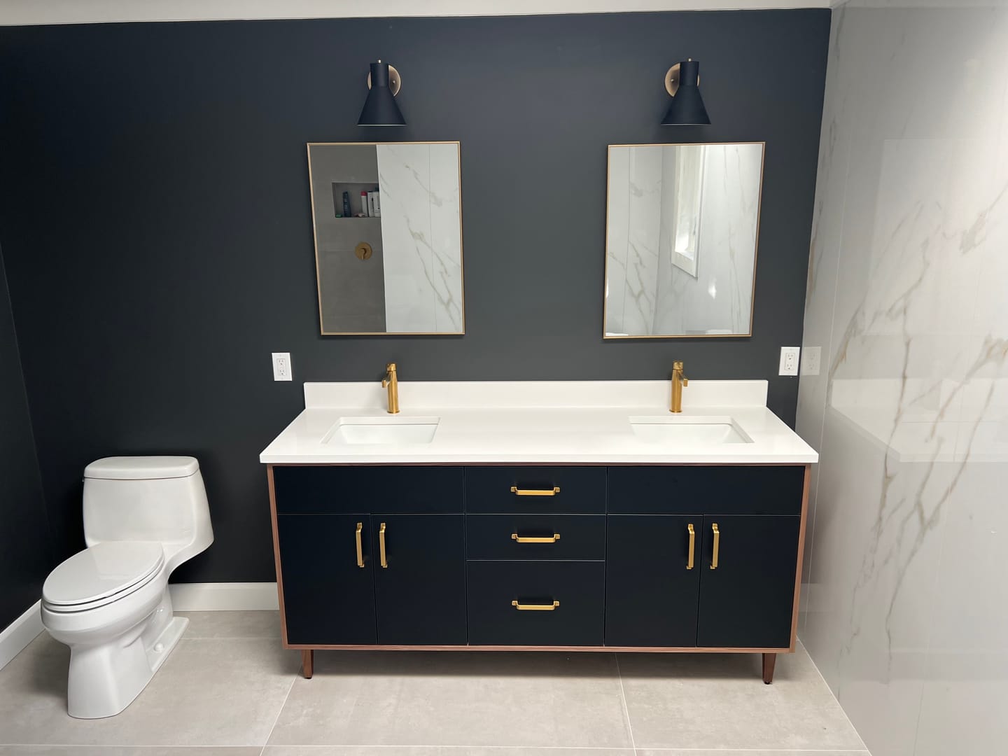 Customer photo review of Sidney 72" Matte Black Bathroom Vanity, Double Sink