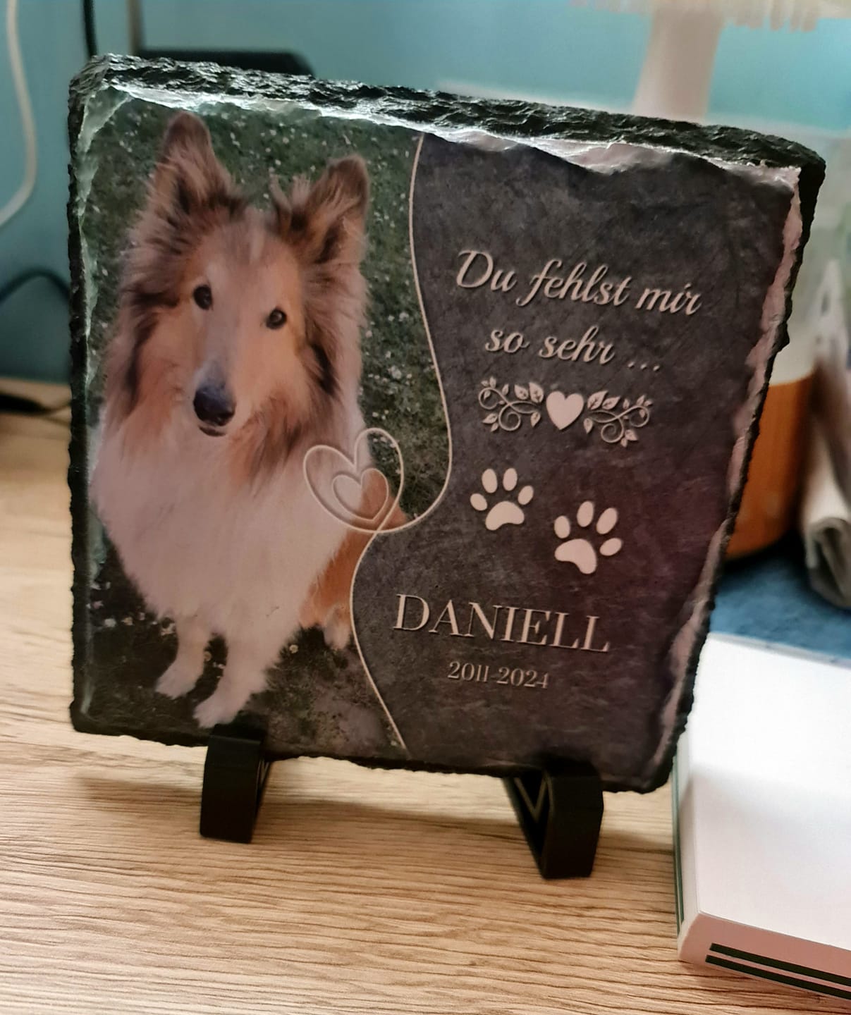 Customer photo review of Du fehlst uns - Individuelle Schieferplatte