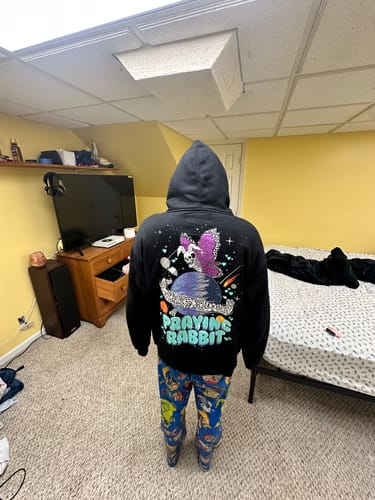 Customer photo review of Galaxy Rabbit Hoodie (GLOW IN THE DARK)