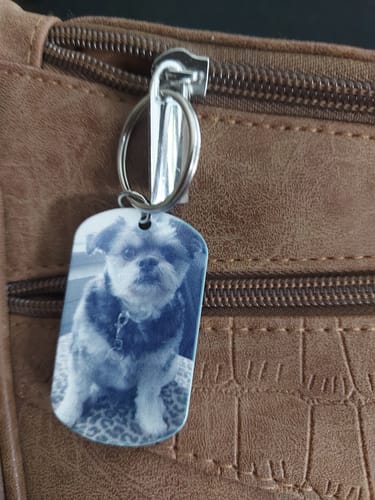 Customer photo review of Voor altijd in mijn hart  - Gepersonaliseerde Dog Tag Sleutelhanger