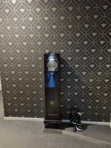Customer photo review of Honeycomb Bee - Geometric Metallic Wallpaper - Black - Charcoal