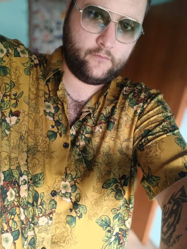 Customer photo review of Lot de 3 | Chemises boutonnées à manches courtes pour hommes, Vintage, vacances décontractées, rayonne douce, florale