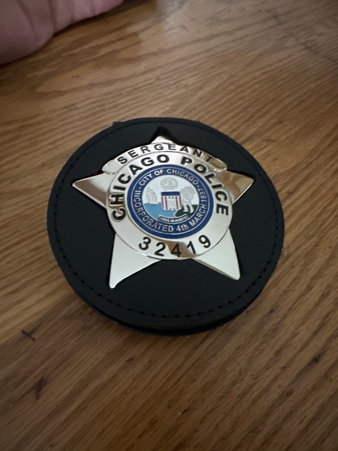 Customer photo review of Chicago Sergeant Police Badge Solid Copper Replica Movie Props With Number 128