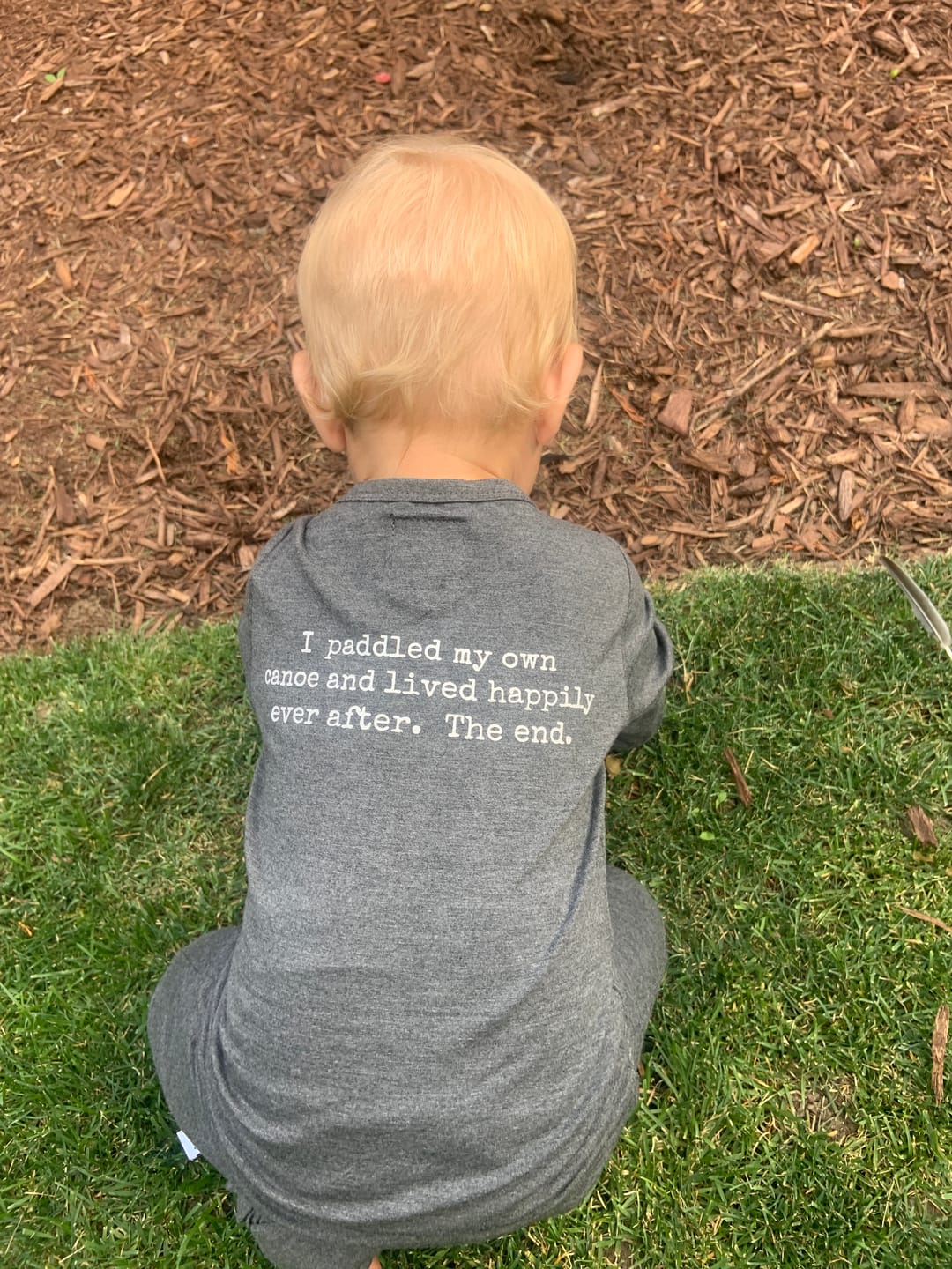 Customer photo review of Baby / Kids 2-way zip Bamboo Romper -Charcoal with black zipper -Paddle your own canoe
