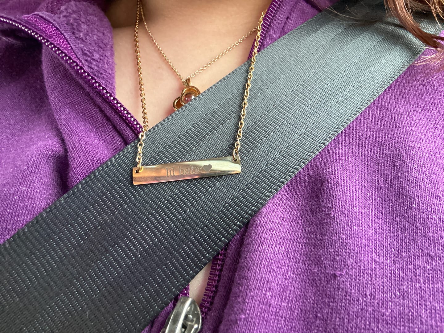 Customer photo review of Engraved Bar Necklace