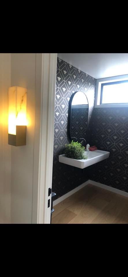 Customer photo review of Honeycomb Bee - Geometric Metallic Wallpaper - Black - Charcoal