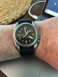 Customer photo review of VOYAGER - 100M Waterproof Titanium Automatic Field Watch | Volcanic Gray-Day,Date
