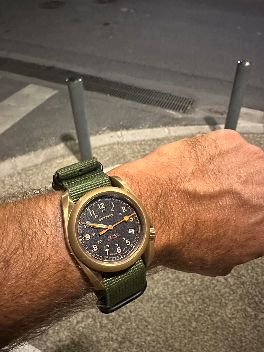 Customer photo review of VOYAGER - 100M Waterproof Bronze Automatic Field Watch | Black
