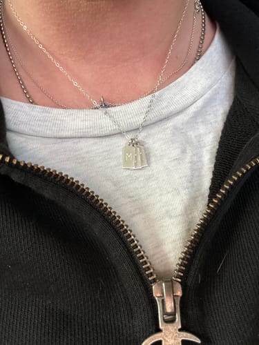 Customer photo review of Stamped Initial Necklace - Rectangle