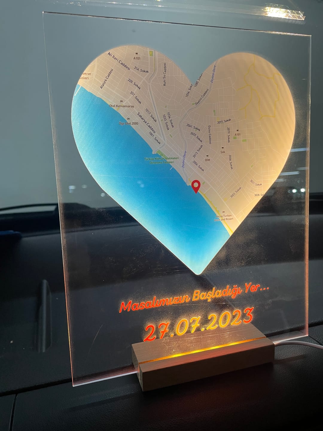 Customer photo review of Personalisierte Karte mit Text auf Acrylglas