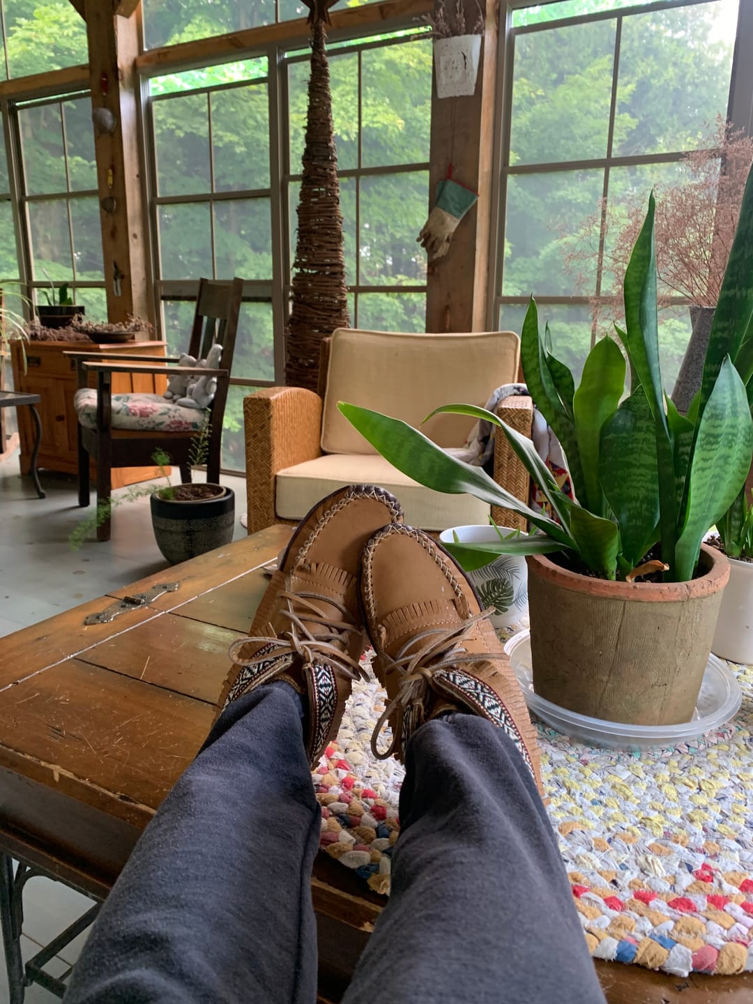 Customer photo review of Women's Earthing Moccasin Boots Moose Hide Leather